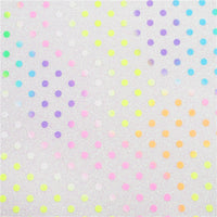 Spots Rainbow on White Fine Glitter Faux Leather Sheet
