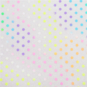 Spots Rainbow on White Fine Glitter Faux Leather Sheet