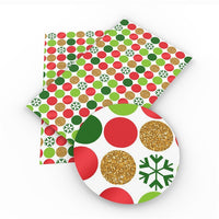 Christmas Spots Red, Green & Pattern on White Faux Leather Sheet
