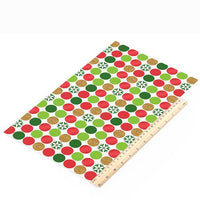 Christmas Spots Red, Green & Pattern on White Faux Leather Sheet
