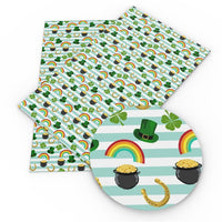 St Patrick's Rainbows on Stripes Faux Leather Sheet