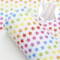Stars Rainbow on White Faux Leather Sheet
