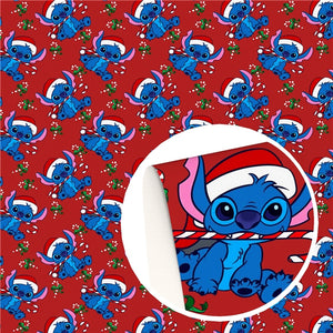 Christmas Stitch on Red Faux Leather Sheet