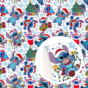 Christmas Stitch on White Faux Leather Sheet