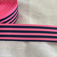 Pink & Black Stripes 1" Ribbon