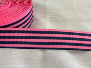 Pink & Black Stripes 1" Ribbon
