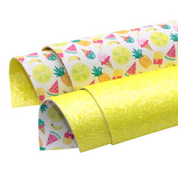 Summer Time Fun with Yellow Chunky Glitter Double Sided Faux Leather Sheet