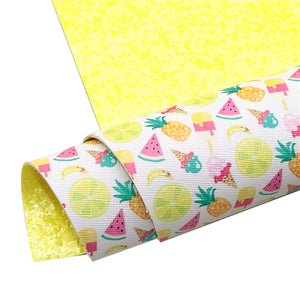 Summer Time Fun with Yellow Chunky Glitter Double Sided Faux Leather Sheet