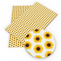 Floral Sunflower on White Faux Leather Sheet