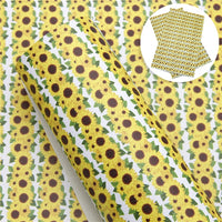 Floral Sunflowers Stripes Faux Leather Sheet