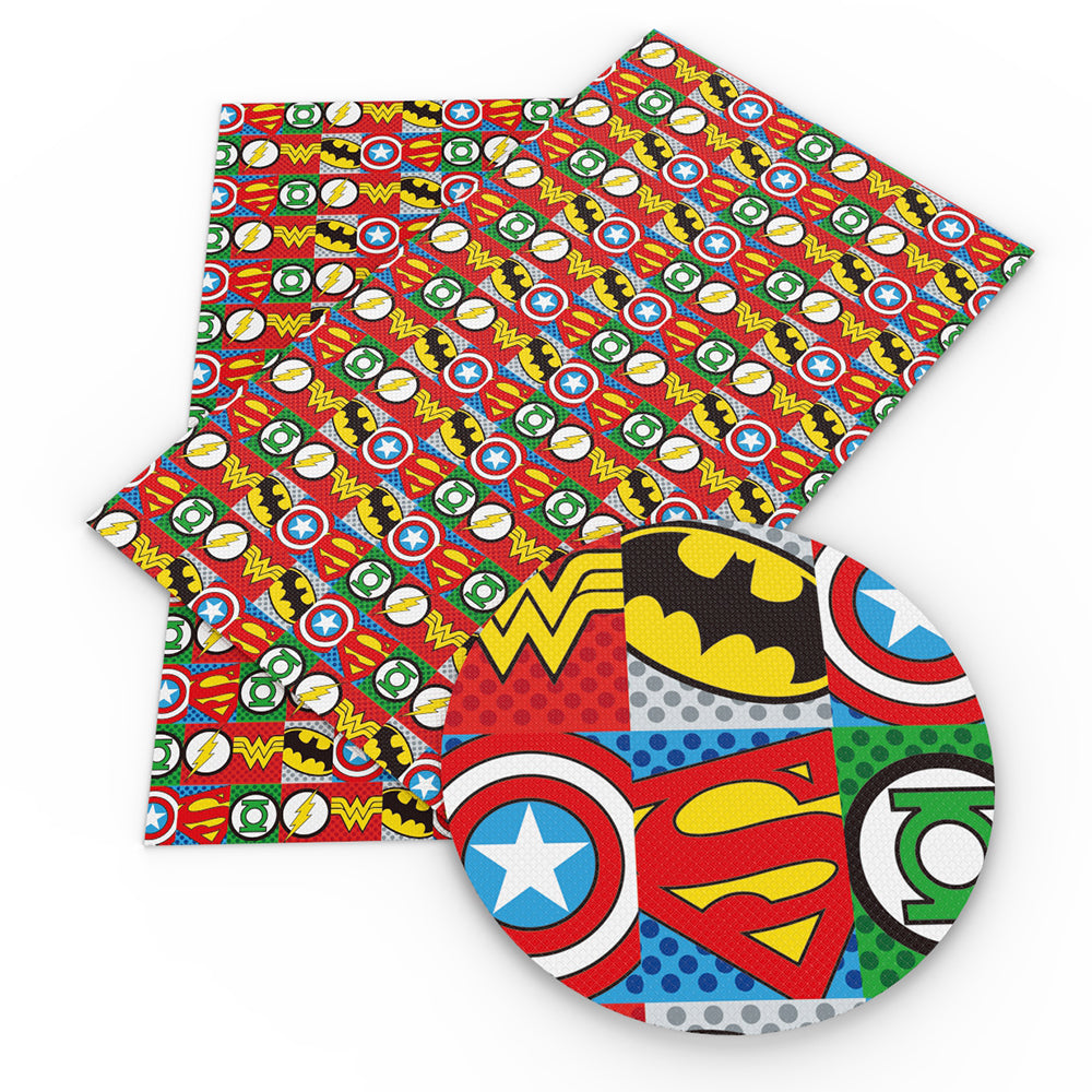 Super Hero Symbols Faux Leather Sheet