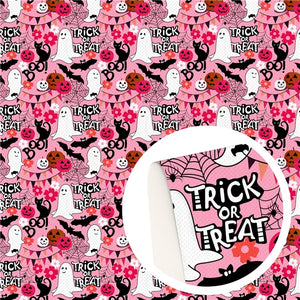 Trick or Treat Pink Faux Leather Sheet
