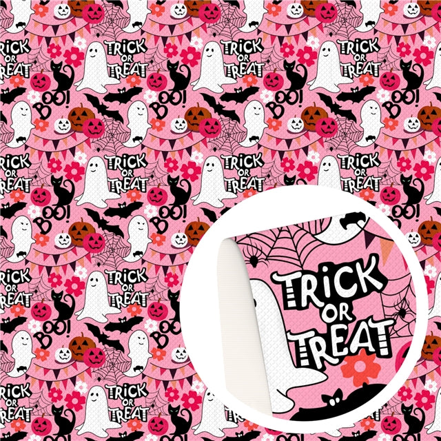 Trick or Treat Pink Faux Leather Sheet