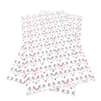 Christmas Reindeer Sweet on White Faux Leather Sheet