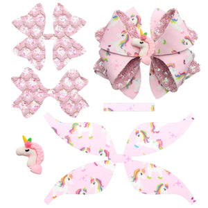 Pre Cut Unicorn Pink Faux Leather Bow