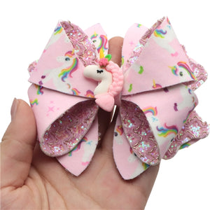 Pre Cut Unicorn Pink Faux Leather Bow