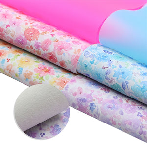 Floral Watercolour Faux Leather Full Sheet Pack of 6