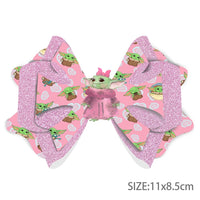 Pre Cut Baby Yoda Pink Faux Leather Bow
