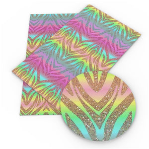 Zebra Rainbow Faux Leather Sheet