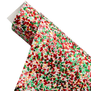 Christmas Chunky Sequin Mix Faux Leather Sheet