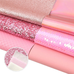 Pink Mixed Faux Leather Full Sheet Pack of 7