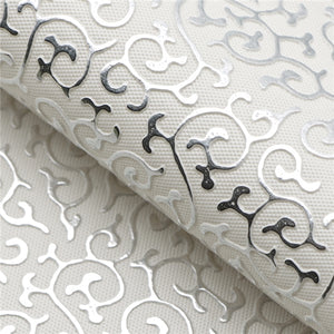 Foil Swirl on White Faux Leather Sheet