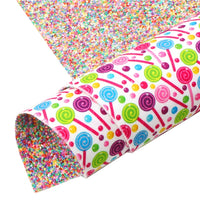 Lollipops with Mixed Chunky Glitter Double Sided Faux Leather Sheet