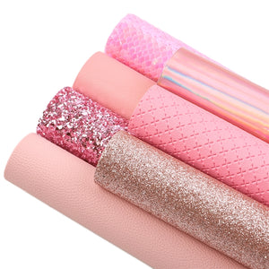 Pink Mixed Faux Leather Full Sheet Pack of 7