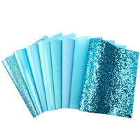 Light Blue Mixed Faux Leather Full Sheet Pack of 8
