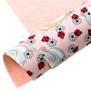 Guinea Pigs & Lady Bugs with Pink Scale Double Sided Faux Leather Sheet