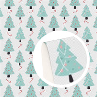 Christmas Tree Pastel Blue Faux Leather Sheet
