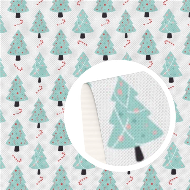 Christmas Tree Pastel Blue Faux Leather Sheet