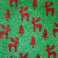 Christmas Glitter Red Shadows on Green Faux Leather Sheet
