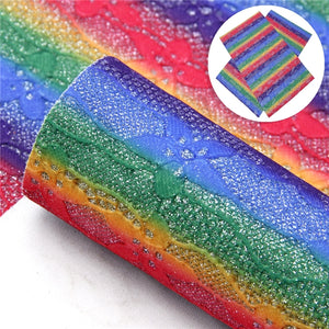 Rainbow Glitter Lace Faux Leather Sheet