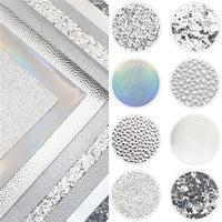 Silver Mixed Faux Leather Full Sheet Pack of 8
