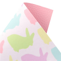 Easter Pastel Rabbits on White with Light Pink Litchi Double Sided Sheet