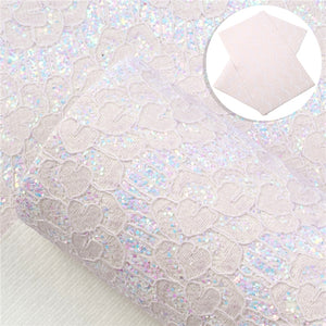 Lace Pastels Glitter Faux Leather Pack of 8 Sheets