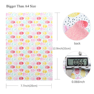 Easter Eggs Pastel with Pink Fine Glitter Double Sided Faux Leather Sheet