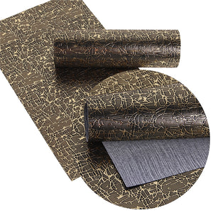 Crackle: Black and Gold Faux Leather Sheet