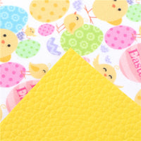 Easter Eggs/Chicks Happy Easter with Yellow Litchi Double Sided Sheet