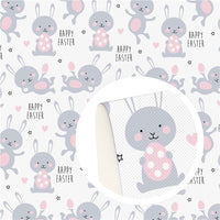 Easter Bunny & Happy Easter on White Faux Leather Sheet