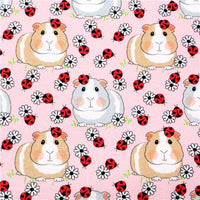 Guinea Pigs & Lady Bugs with Pink Scale Double Sided Faux Leather Sheet
