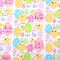 Easter Eggs/Chicks Happy Easter with Yellow Litchi Double Sided Sheet
