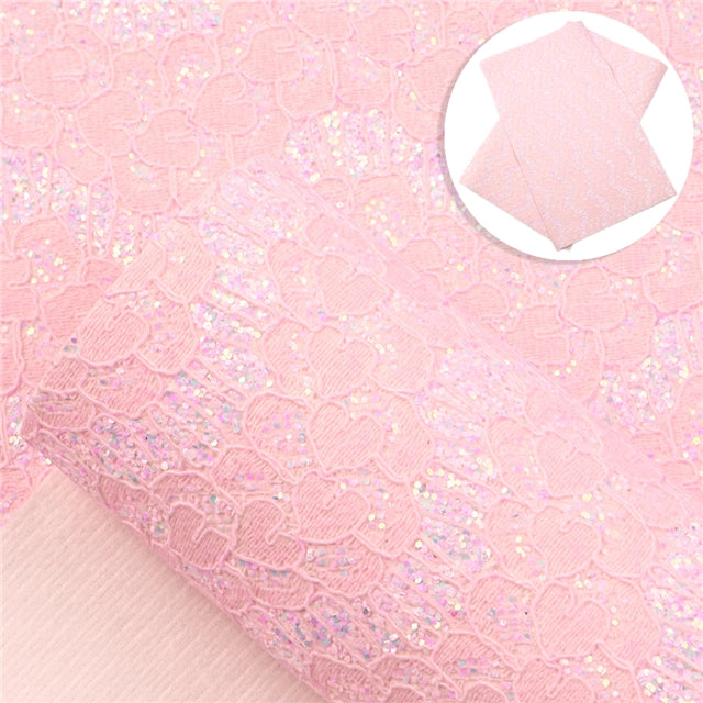 Lace Chunky Glitter Faux Leather Sheet