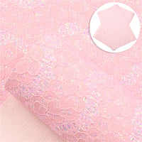 Lace Pastels Glitter Faux Leather Pack of 8 Sheets
