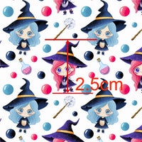 Halloween Witch Girls Blue & Pink Faux Leather Sheet