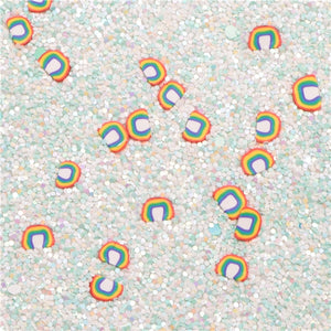 Chunky Glitter with Rainbow Clay Embellishment Faux Leather Sheet