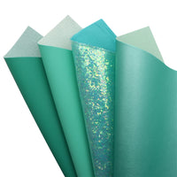 Teal Mixed Faux Leather Full Sheet Pack of 8