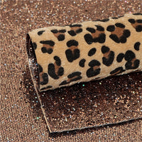Animal Print Faux Fur with Brown Chunky Glitter Double Sided Sheet