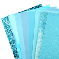 Light Blue Mixed Faux Leather Full Sheet Pack of 8
